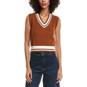 Madison Miles Womens  Sweater Vest, Brown